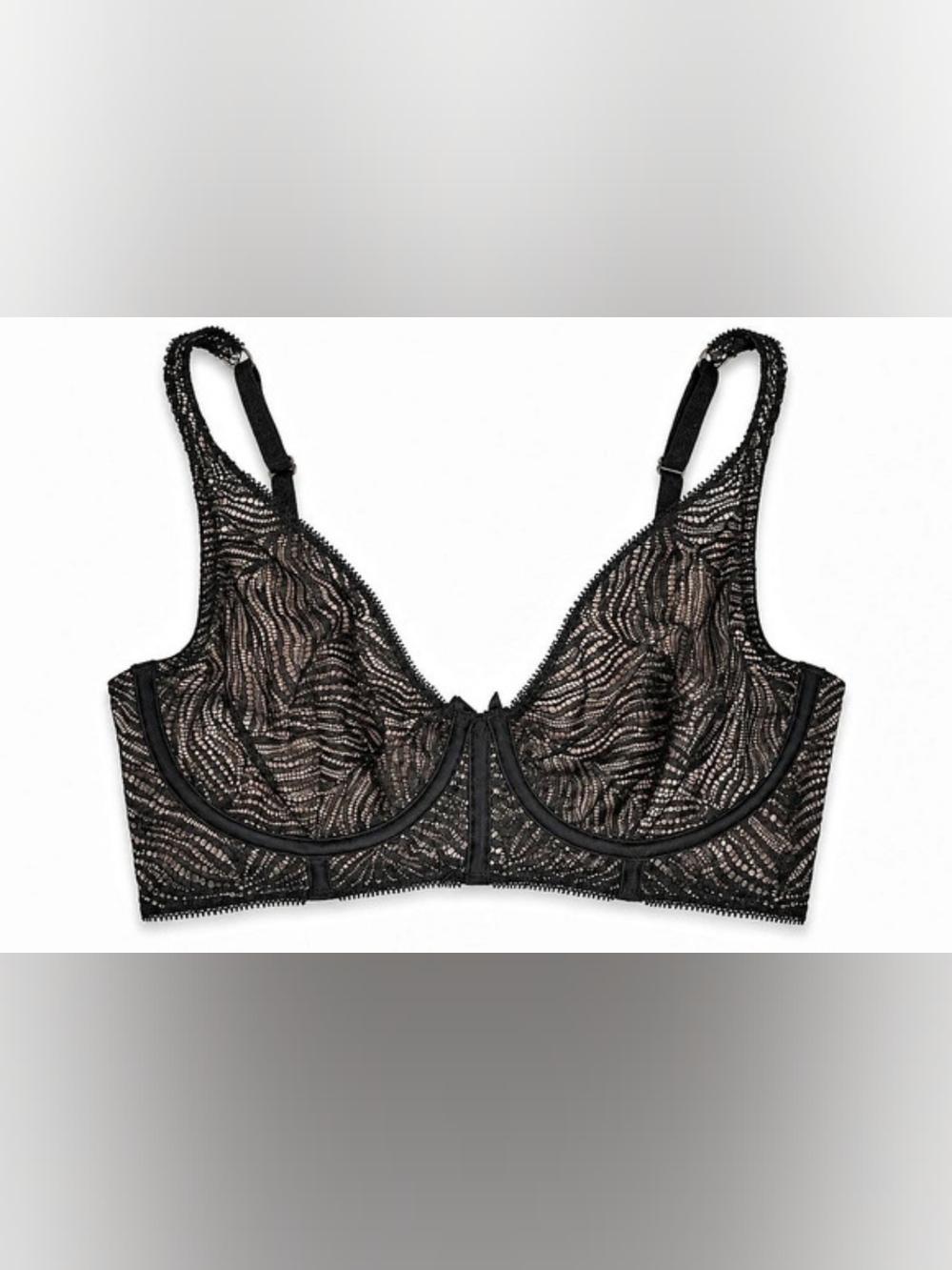 Victoria's Secret Unlined Plunge Bra Black Lace Underwire Bra Size 32D Like New
